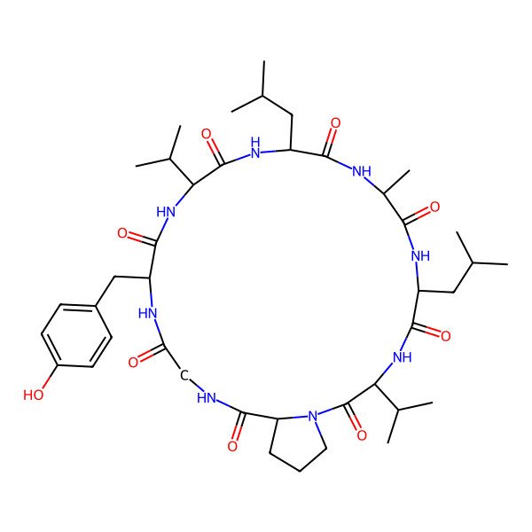 2D Structure of cyclo[DL-Ala-DL-Leu-DL-Val-DL-Pro-Gly-DL-Tyr-DL-Val-DL-Leu]