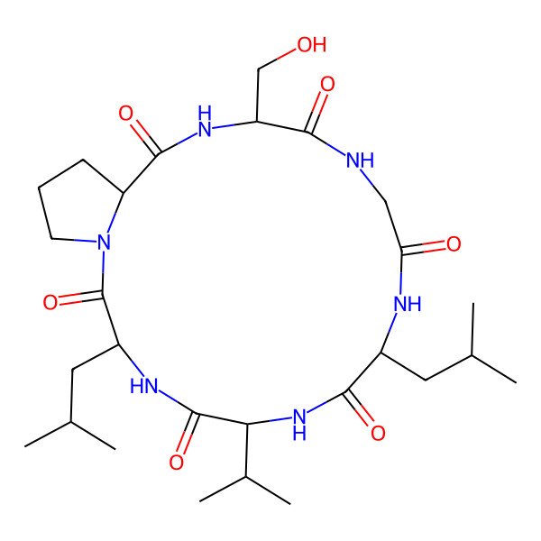 2D Structure of Cyclo(Gly-Leu-Val-Leu-Pro-Ser-) 2D Structure of Cyclo(Gly-Leu-Val-Leu-Pro-Ser-)