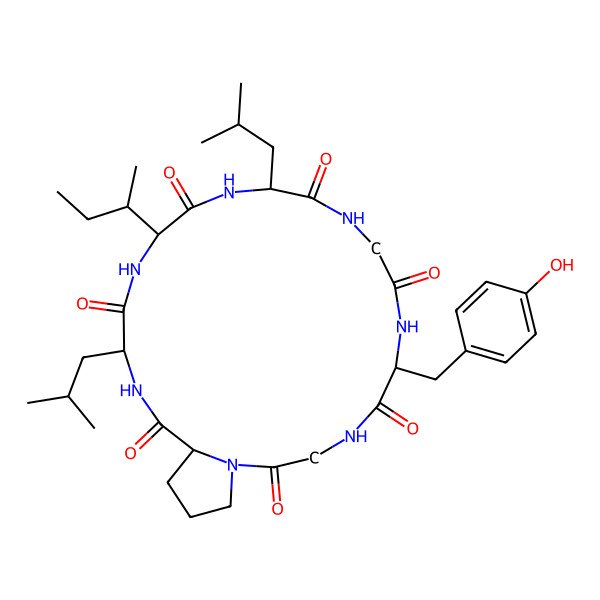 2D Structure of cyclo(Gly-Tyr-Gly-Pro-Leu-Ile-Leu-)
