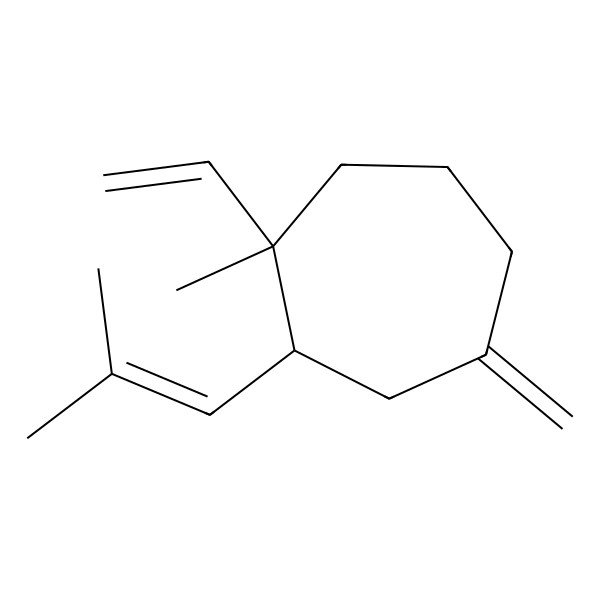 2D Structure of Cycloheptane, 1-ethenyl-1-methyl-4-methylene-2-(2-methyl-1-propenyl)-