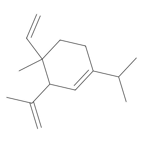 2D Structure of Cyclohexene, 4-ethenyl-4-methyl-3-(1-methylethenyl)-1-(1-methylethyl)-, (3R-trans)-