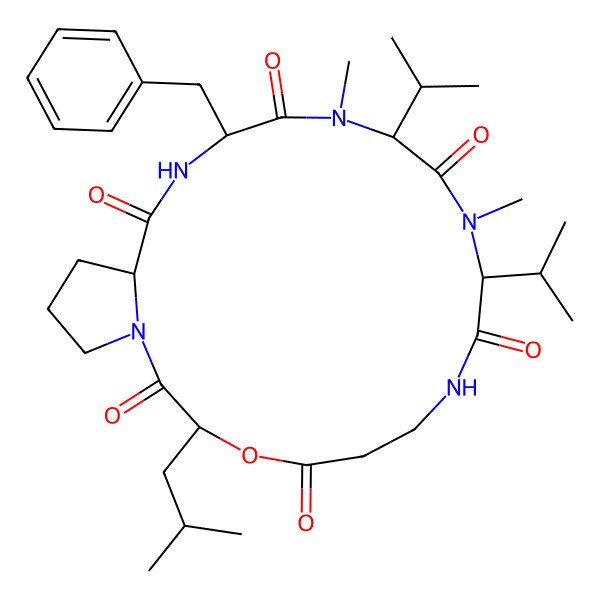 2D Structure of cyclo[OLeu-Pro-Phe-N(Me)Val-N(Me)Val-bAla]