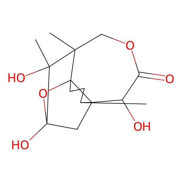 2D Structure of (1S,2R,6R,7R,8S,10R,13S)-2,7,8-trihydroxy-6,7,13-trimethyl-4,9-dioxatetracyclo[6.5.1.01,10.06,10]tetradecan-3-one