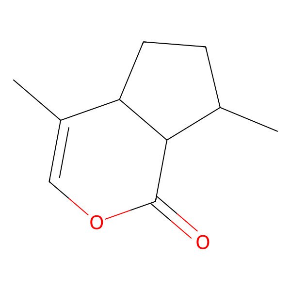 2D Structure of Cyclopenta(c)pyran-1(4aH)-one, 5,6,7,7a-tetrahydro-4,7-dimethyl-, (4aR,7S,7aS)-