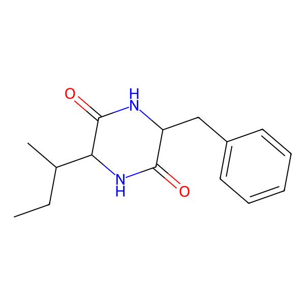 2D Structure of (3S,6S)-3-benzyl-6-[(2S)-butan-2-yl]piperazine-2,5-dione