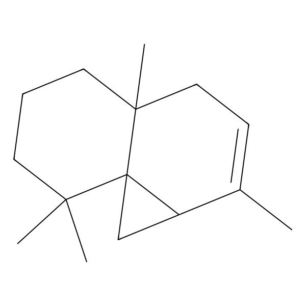 2D Structure of Cyclopropa[d]naphthalene, 1,1a,4,4a,5,6,7,8-octahydro-2,4a,8,8-tetramethyl-, (1aS,4aS,8aS)-(-)-
