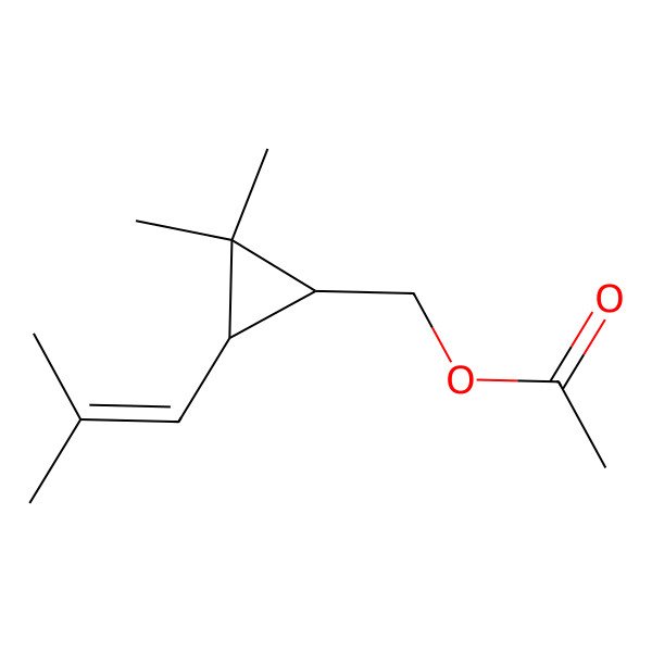 2D Structure of Cyclopropanemethanol, 2,2-dimethyl-3-(2-methylpropenyl)-, acetate, trans-