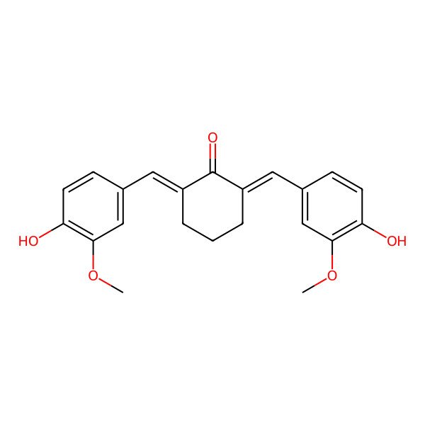 2D Structure of (2E,6E)-2,6-bis(4-hydroxy-3-methoxybenzylidene)cyclohexanone 2D Structure of (2E,6E)-2,6-bis(4-hydroxy-3-methoxybenzylidene)cyclohexanone