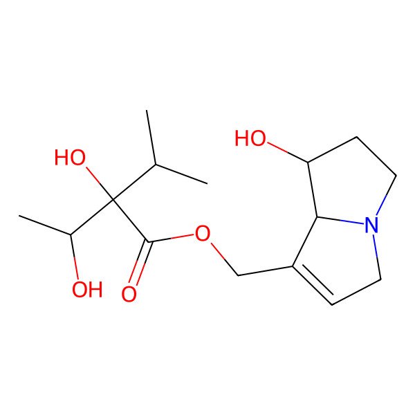 2D Structure of [(7R,8R)-7-hydroxy-5,6,7,8-tetrahydro-3H-pyrrolizin-1-yl]methyl (2R)-2-hydroxy-2-[(1R)-1-hydroxyethyl]-3-methylbutanoate