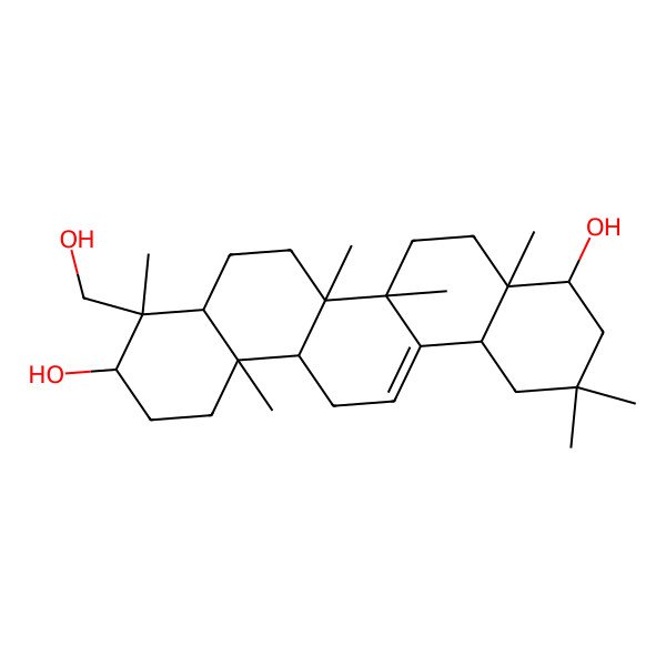 2D Structure of (3S,4S,6aR,6bS,8aR,9R,12aS,14bR)-4-(hydroxymethyl)-4,6a,6b,8a,11,11,14b-heptamethyl-1,2,3,4a,5,6,7,8,9,10,12,12a,14,14a-tetradecahydropicene-3,9-diol
