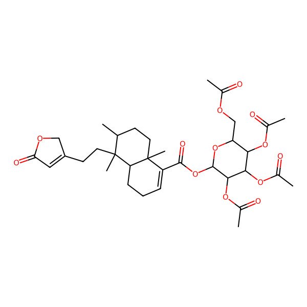 2D Structure of (8alpha,9S,10beta,13Z)-19-(2-O,3-O,4-O,6-O-Tetraacetyl-beta-D-galactopyranosyloxy)-16-hydroxy-19-oxocleroda-3,13-diene-15-oic acid 15,16-lactone