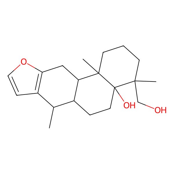 2D Structure of 1,2,3,4,4a,5,6,6aalpha,7,11,11abeta,11b-Dodecahydro-4,7beta,11balpha-trimethyl-4abeta-hydroxyphenanthro[3,2-b]furan-4alpha-methanol
