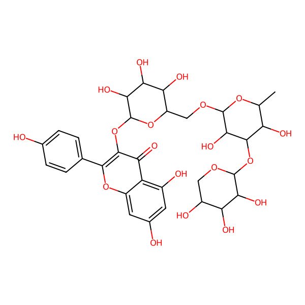 2D Structure of 3-[6-O-(3-O-beta-D-Xylopyranosyl-alpha-L-rhamnopyranosyl)-beta-D-galactopyranosyloxy]-4',5,7-trihydroxyflavone