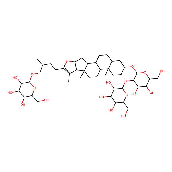 2D Structure of (2R,3R,4S,5S,6R)-2-[(2R)-4-[(1R,2S,4S,8S,9S,12S,13S,16S,18R)-16-[(2R,3R,4S,5S,6R)-4,5-dihydroxy-6-(hydroxymethyl)-3-[(2S,3R,4S,5S,6R)-3,4,5-trihydroxy-6-(hydroxymethyl)oxan-2-yl]oxyoxan-2-yl]oxy-7,9,13-trimethyl-5-oxapentacyclo[10.8.0.02,9.04,8.013,18]icos-6-en-6-yl]-2-methylbutoxy]-6-(hydroxymethyl)oxane-3,4,5-triol