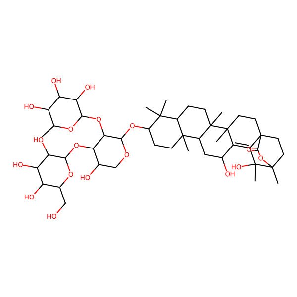 2D Structure of (5R,10S,13R,16R,19S)-16,19-dihydroxy-10-[(4S,5S)-5-hydroxy-4-[(4S,6R)-3,4,5-trihydroxy-6-(hydroxymethyl)oxan-2-yl]oxy-3-[(2S,3R,4R,6S)-3,4,5-trihydroxy-6-methyloxan-2-yl]oxyoxan-2-yl]oxy-4,5,9,9,13,19,20-heptamethyl-21-oxahexacyclo[18.2.2.01,18.04,17.05,14.08,13]tetracos-17-en-22-one