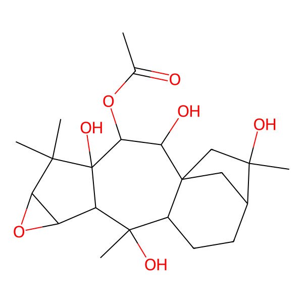 2D Structure of (2,4,10,15-Tetrahydroxy-5,5,10,15-tetramethyl-7-oxapentacyclo[12.2.1.01,11.04,9.06,8]heptadecan-3-yl) acetate