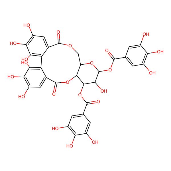 2D Structure of 1-O,3-O-Digalloyl-4-O,6-O-[(4,4',5,5',6,6'-hexahydroxy-2,2'-biphenylylene)biscarbonyl]-beta-D-glucopyranose