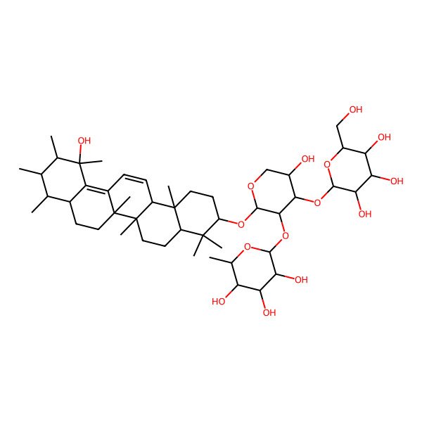 2D Structure of (2S,3R,4R,5S,6S)-2-[(2S,3R,4S,5S)-2-[[(6aR,6bS,9R,10S,11R,12R,14bS)-12-hydroxy-4,4,6a,6b,9,10,11,12,14b-nonamethyl-2,3,4a,5,6,7,8,8a,9,10,11,14a-dodecahydro-1H-picen-3-yl]oxy]-5-hydroxy-4-[(2S,3R,4S,5S,6R)-3,4,5-trihydroxy-6-(hydroxymethyl)oxan-2-yl]oxyoxan-3-yl]oxy-6-methyloxane-3,4,5-triol