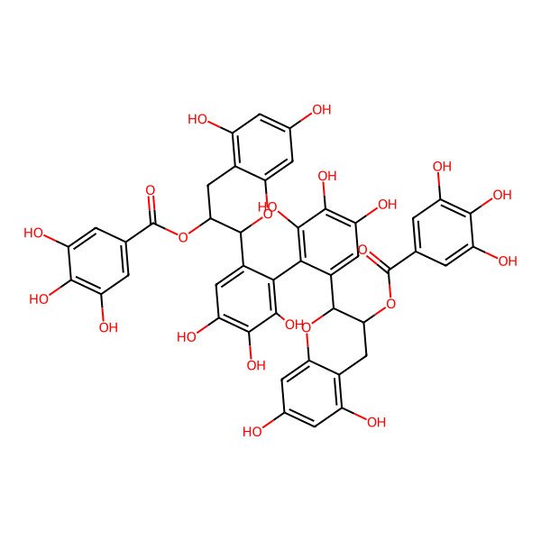 2D Structure of [(3R)-2-[2-[6-[(2R,3R)-5,7-dihydroxy-3-(3,4,5-trihydroxybenzoyl)oxy-3,4-dihydro-2H-chromen-2-yl]-2,3,4-trihydroxyphenyl]-3,4,5-trihydroxyphenyl]-5,7-dihydroxy-3,4-dihydro-2H-chromen-3-yl] 3,4,5-trihydroxybenzoate