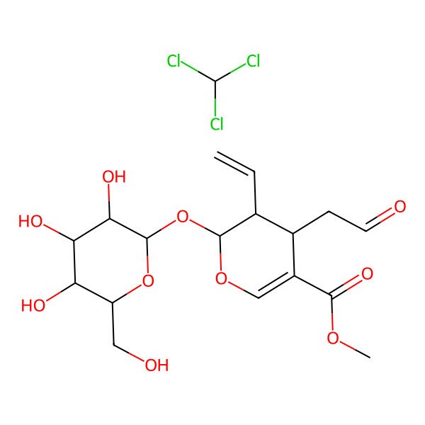 2D Structure of chloroform;methyl 3-ethenyl-4-(2-oxoethyl)-2-[3,4,5-trihydroxy-6-(hydroxymethyl)oxan-2-yl]oxy-3,4-dihydro-2H-pyran-5-carboxylate