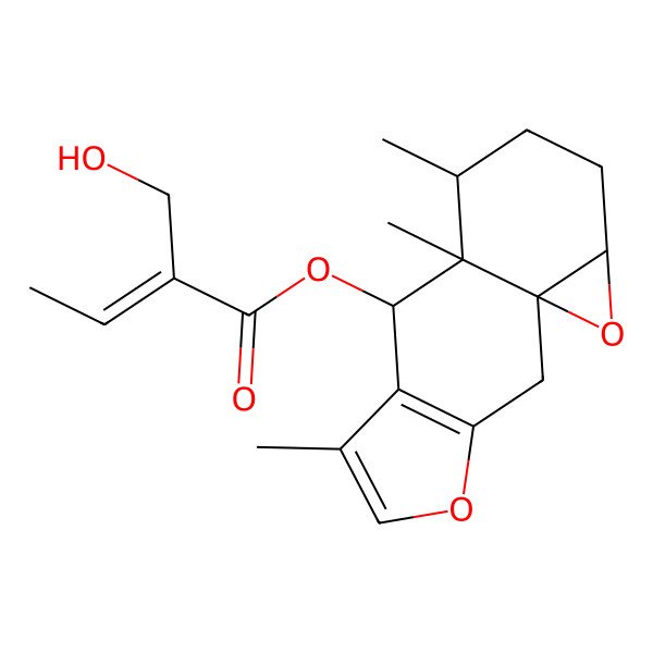 2D Structure of [(1S,8S,9S,10S,13R)-6,9,10-trimethyl-4,14-dioxatetracyclo[7.5.0.01,13.03,7]tetradeca-3(7),5-dien-8-yl] (Z)-2-(hydroxymethyl)but-2-enoate
