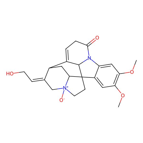 2D Structure of (1S,13S,14Z,19S,21S)-14-(2-hydroxyethylidene)-4,5-dimethoxy-16-oxido-8-aza-16-azoniahexacyclo[11.5.2.11,8.02,7.016,19.012,21]henicosa-2,4,6,11-tetraen-9-one