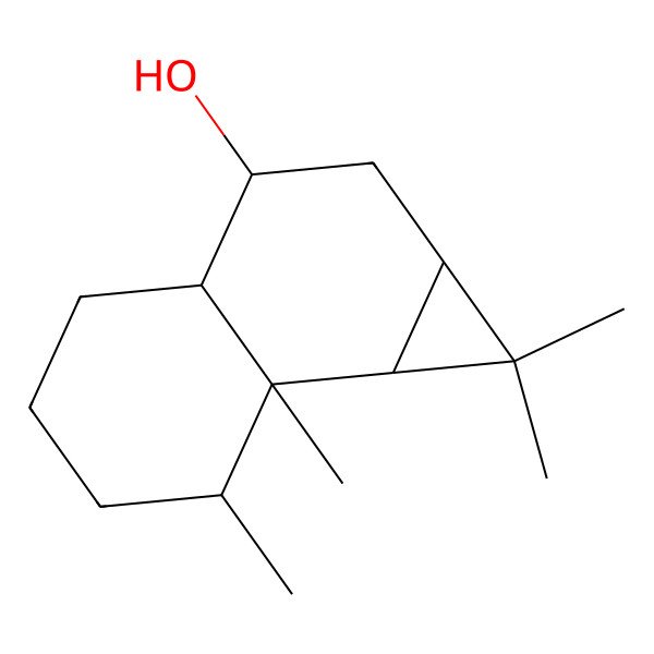 2D Structure of (1aR,3S,3aS,7R,7aR,7bS)-1,1,7,7a-tetramethyl-2,3,3a,4,5,6,7,7b-octahydro-1aH-cyclopropa[a]naphthalen-3-ol