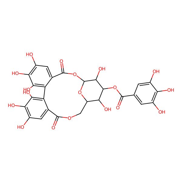 2D Structure of 3-O-(3,4,5-Trihydroxybenzoyl)-1-O,6-O-[2,2',3,3',4,4'-hexahydroxy(1,1'-biphenyl)-6,6'-diylbiscarbonyl]-beta-D-glucopyranose