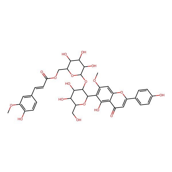 2D Structure of [(2R,3S,4S,5R,6S)-6-[(2S,3R,4S,5S,6R)-4,5-dihydroxy-2-[5-hydroxy-2-(4-hydroxyphenyl)-7-methoxy-4-oxochromen-6-yl]-6-(hydroxymethyl)oxan-3-yl]oxy-3,4,5-trihydroxyoxan-2-yl]methyl (Z)-3-(4-hydroxy-3-methoxyphenyl)prop-2-enoate