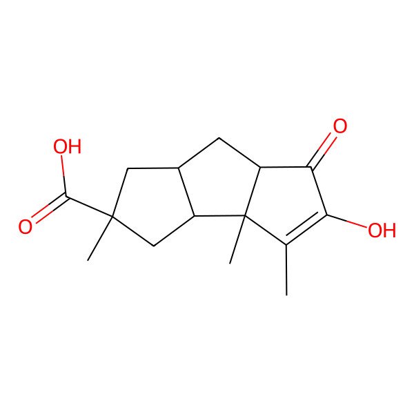2D Structure of (3aS,3bR,5S,6aS,7aR)-2-hydroxy-3,3a,5-trimethyl-1-oxo-3b,4,6,6a,7,7a-hexahydrocyclopenta[a]pentalene-5-carboxylic acid