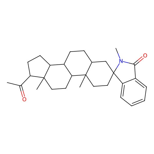 2D Structure of (3R,5S,8R,9S,10S,13S,14S,17S)-17-acetyl-2',10,13-trimethylspiro[1,2,4,5,6,7,8,9,11,12,14,15,16,17-tetradecahydrocyclopenta[a]phenanthrene-3,3'-isoindole]-1'-one