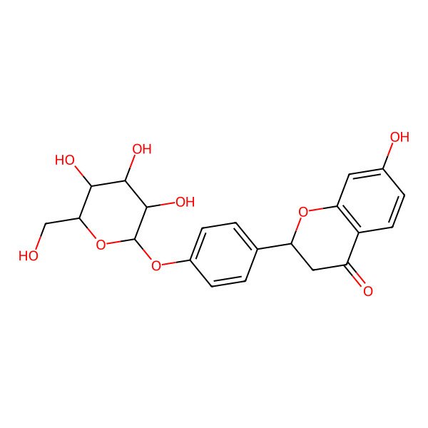 2D Structure of 7-hydroxy-2-[4-[(2S,3R,4S,5S,6R)-3,4,5-trihydroxy-6-(hydroxymethyl)oxan-2-yl]oxyphenyl]-2,3-dihydrochromen-4-one