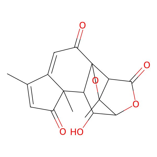 2D Structure of 9-Hydroxy-4,11,14-trimethyl-3,7-dioxapentacyclo[8.7.0.01,5.04,8.011,15]heptadeca-13,15-diene-6,12,17-trione
