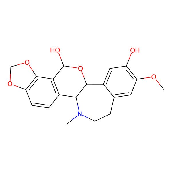 2D Structure of (1R)-17-methoxy-22-methyl-6,8,12-trioxa-22-azapentacyclo[11.9.0.02,10.05,9.014,19]docosa-2(10),3,5(9),14,16,18-hexaene-11,16-diol