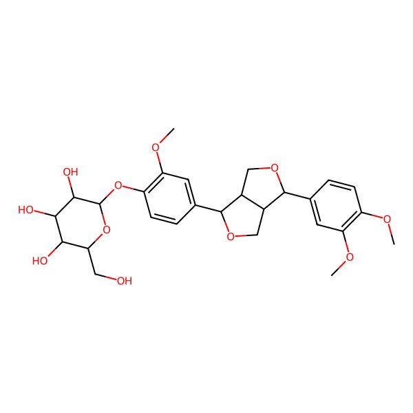 2D Structure of 4-[4-(3,4-Dimethoxyphenyl)tetrahydro-1H,3H-furo[3,4-c]furan-1-yl]-2-methoxyphenyl-beta-D-glucopyranoside