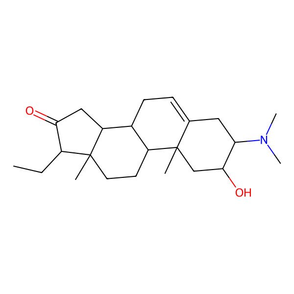 2D Structure of (13S)-3-(dimethylamino)-17-ethyl-2-hydroxy-10,13-dimethyl-1,2,3,4,7,8,9,11,12,14,15,17-dodecahydrocyclopenta[a]phenanthren-16-one