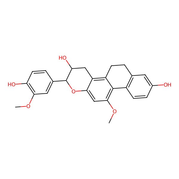2D Structure of (2S,3R)-2-(4-hydroxy-3-methoxyphenyl)-11-methoxy-3,4,5,6-tetrahydro-2H-naphtho[2,1-f]chromene-3,8-diol