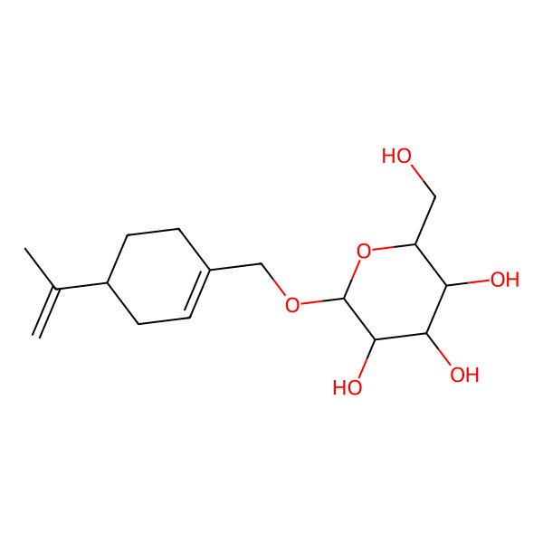 2D Structure of (2R,3S,4S,5R,6S)-2-(hydroxymethyl)-6-[[(4S)-4-prop-1-en-2-ylcyclohexen-1-yl]methoxy]oxane-3,4,5-triol