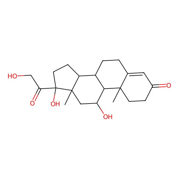 2D Structure of (8S,9S,10R,11R,13S,14R,17R)-11,17-dihydroxy-17-(2-hydroxyacetyl)-10,13-dimethyl-2,6,7,8,9,11,12,14,15,16-decahydro-1H-cyclopenta[a]phenanthren-3-one