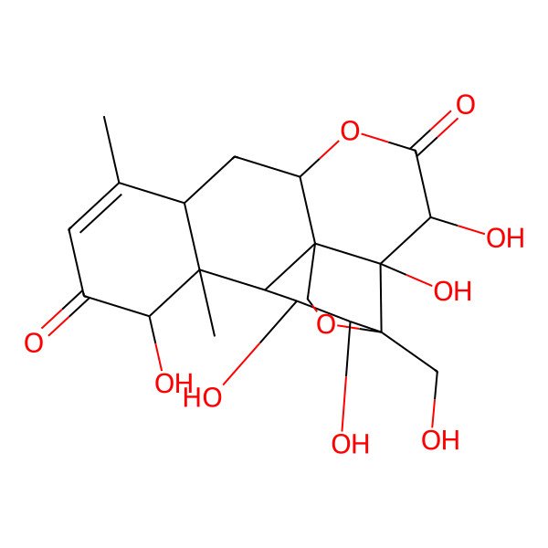 2D Structure of (1R,2R,3R,6R,8S,12S,13S,14R,15R,16S,17S)-2,3,12,15,16-pentahydroxy-17-(hydroxymethyl)-9,13-dimethyl-5,18-dioxapentacyclo[12.5.0.01,6.02,17.08,13]nonadec-9-ene-4,11-dione