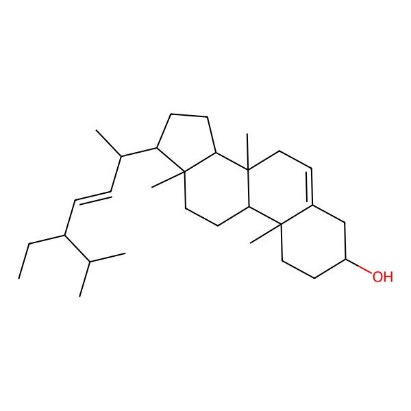 2D Structure of (3S,8S,9S,10R,13R,14R,17R)-17-[(E,1R,4S)-4-ethyl-1,5-dimethyl-hex-2-enyl]-8,10,13-trimethyl-1,2,3,4,7,9,11,12,14,15,16,17-dodecahydrocyclopenta[a]phenanthren-3-ol
