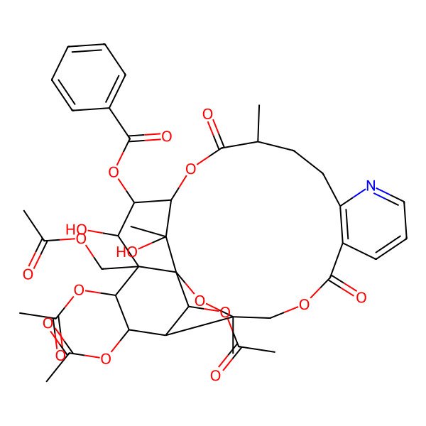 2D Structure of [(1S,3R,18S,24R,26S)-22,23,25-triacetyloxy-21-(acetyloxymethyl)-20,26-dihydroxy-3,15,26-trimethyl-6,16-dioxo-2,5,17-trioxa-11-azapentacyclo[16.7.1.01,21.03,24.07,12]hexacosa-7(12),8,10-trien-19-yl] benzoate