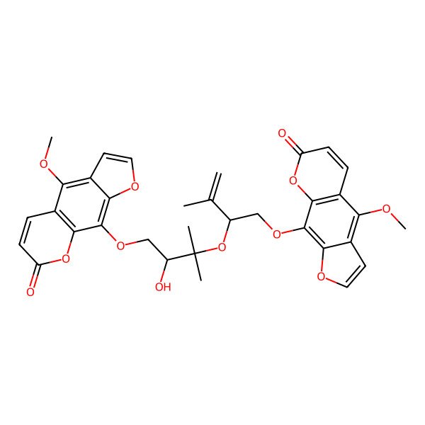 2D Structure of 9-[2-[3-Hydroxy-4-(4-methoxy-7-oxofuro[3,2-g]chromen-9-yl)oxy-2-methylbutan-2-yl]oxy-3-methylbut-3-enoxy]-4-methoxyfuro[3,2-g]chromen-7-one