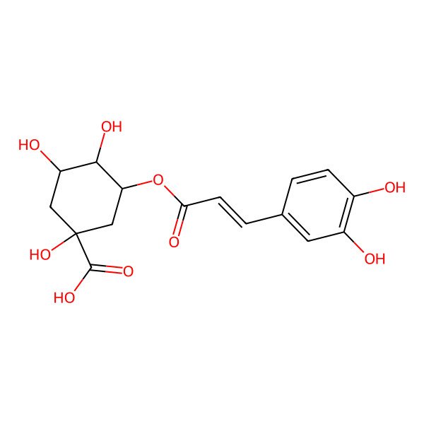 2D Structure of (1S,3R,4R,5S)-3-[(E)-3-(3,4-dihydroxyphenyl)prop-2-enoyl]oxy-1,4,5-trihydroxycyclohexane-1-carboxylic acid