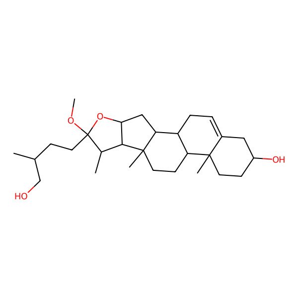 2D Structure of (1S,2S,4S,6R,7S,8R,9S,12S,13R,16S)-6-[(3R)-4-hydroxy-3-methylbutyl]-6-methoxy-7,9,13-trimethyl-5-oxapentacyclo[10.8.0.02,9.04,8.013,18]icos-18-en-16-ol