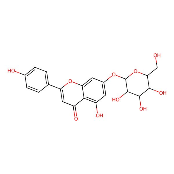 2D Structure of 5-hydroxy-2-(4-hydroxyphenyl)-7-[(2S,4S,5S)-3,4,5-trihydroxy-6-(hydroxymethyl)oxan-2-yl]oxychromen-4-one