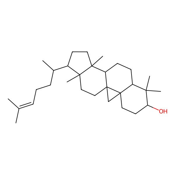 2D Structure of (3R,6S,11S,12S,15R,16R)-7,7,12,16-tetramethyl-15-[(2R)-6-methylhept-5-en-2-yl]pentacyclo[9.7.0.01,3.03,8.012,16]octadecan-6-ol