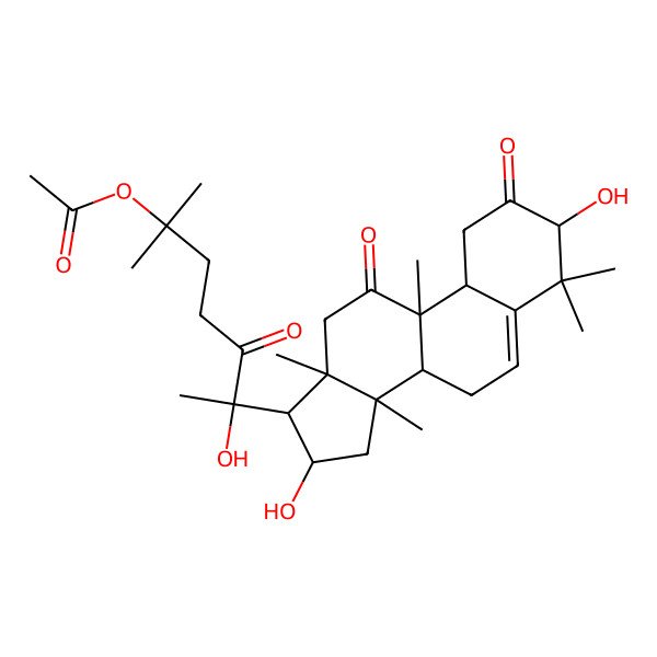 2D Structure of [(6R)-6-[(8S,9R,13R)-3,16-dihydroxy-4,4,9,13,14-pentamethyl-2,11-dioxo-3,7,8,10,12,15,16,17-octahydro-1H-cyclopenta[a]phenanthren-17-yl]-6-hydroxy-2-methyl-5-oxoheptan-2-yl] acetate