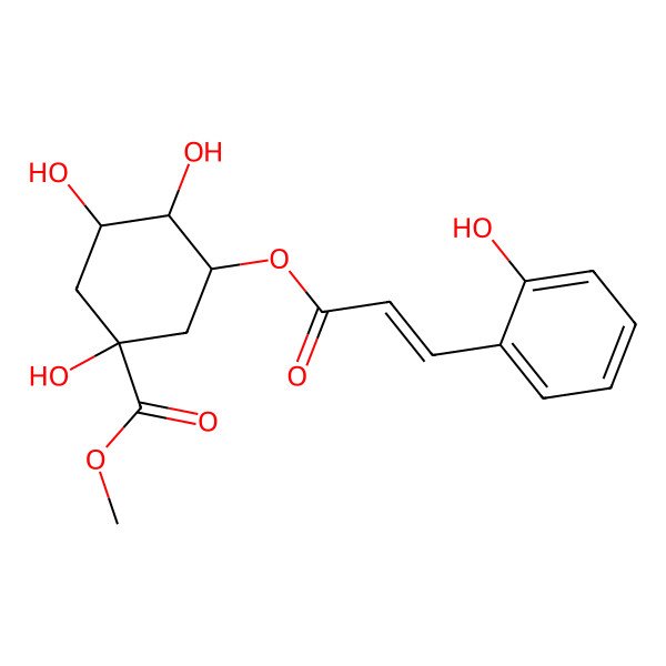 2D Structure of methyl (1S,3R,4R,5R)-1,3,4-trihydroxy-5-[(E)-3-(2-hydroxyphenyl)prop-2-enoyl]oxycyclohexane-1-carboxylate