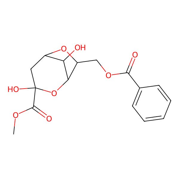 2D Structure of methyl (1S,3R,5R,7R,8S)-7-(benzoyloxymethyl)-3,8-dihydroxy-2,6-dioxabicyclo[3.2.1]octane-3-carboxylate